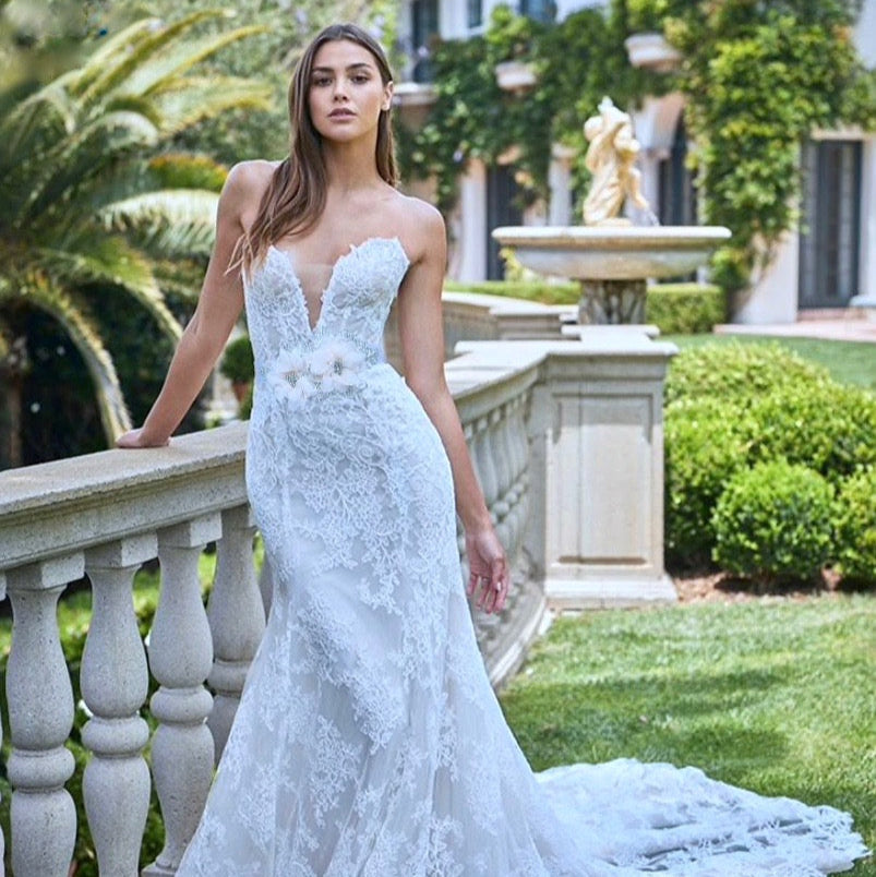 Jenna - Silk Flowers Crystal Bridal Belt/Sash