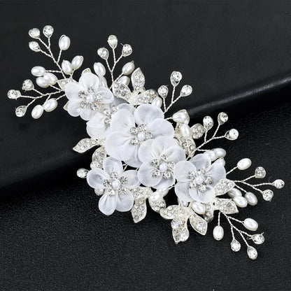 Cameron - Silk Flower Bridal Hair Clip - Available in Silver and Gold