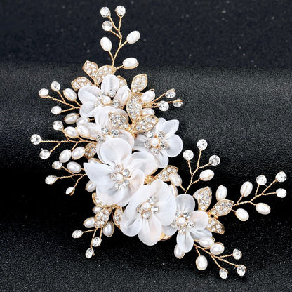 Cameron - Silk Flower Bridal Hair Clip - Available in Silver and Gold
