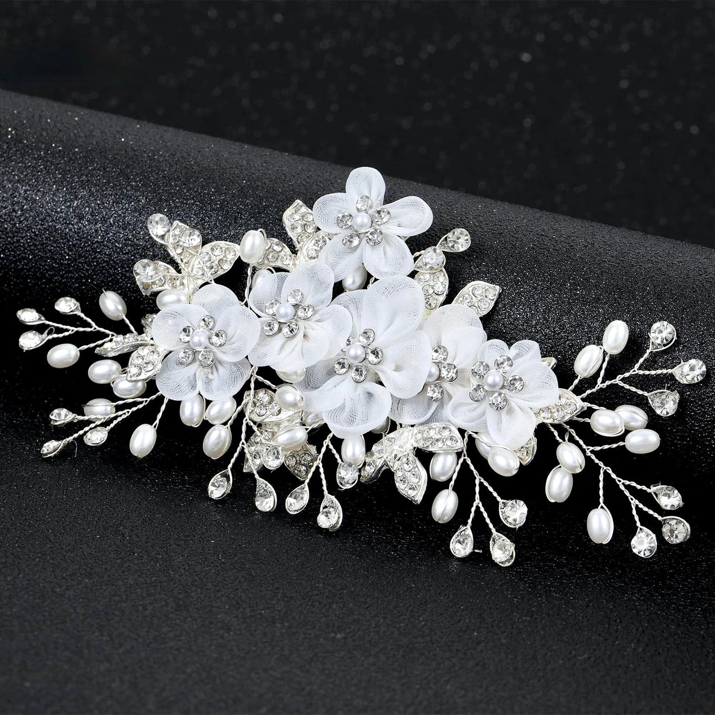 Cameron - Silk Flower Bridal Hair Clip - Available in Silver and Gold