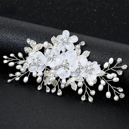 Cameron - Silk Flower Bridal Hair Clip - Available in Silver and Gold