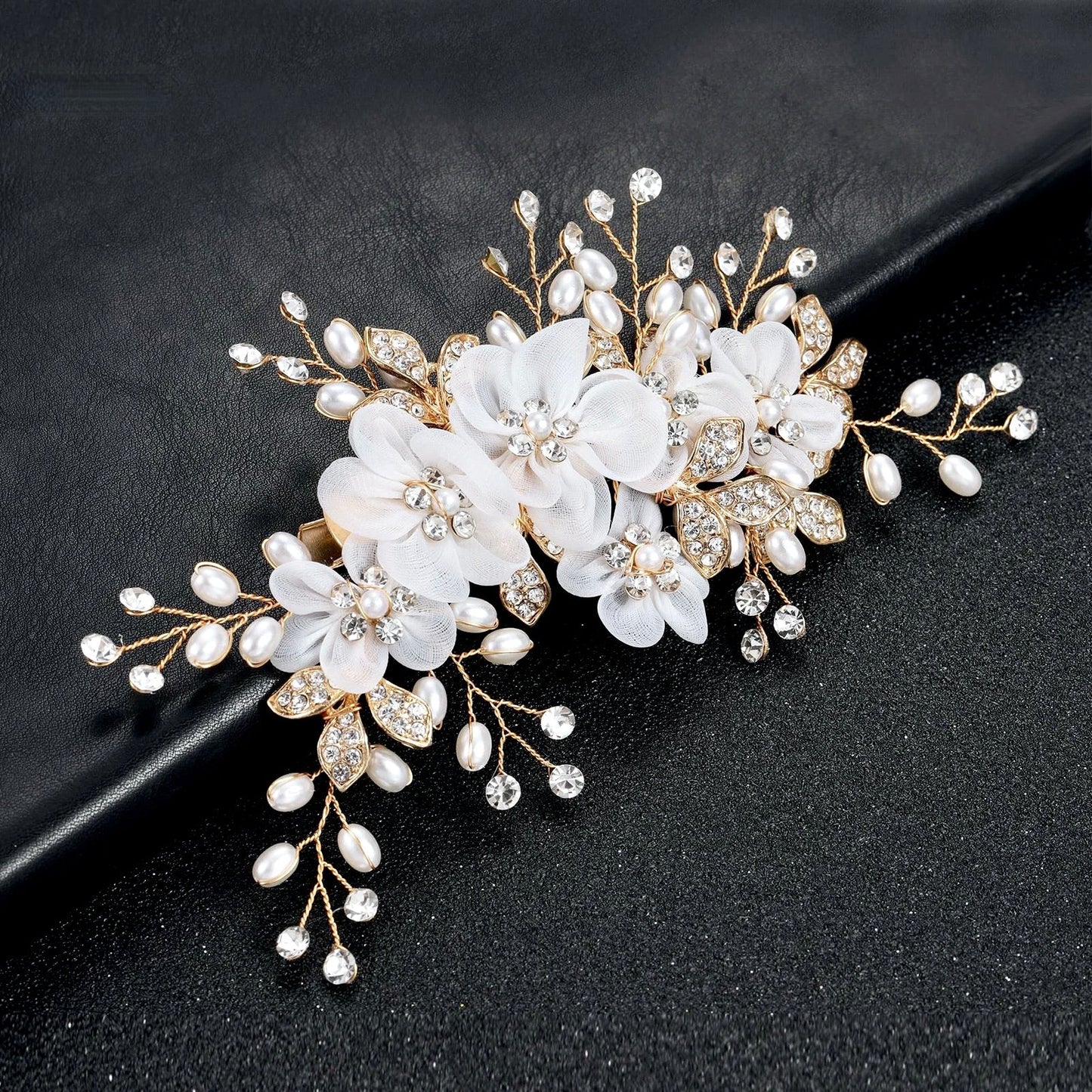 Cameron - Silk Flower Bridal Hair Clip - Available in Silver and Gold