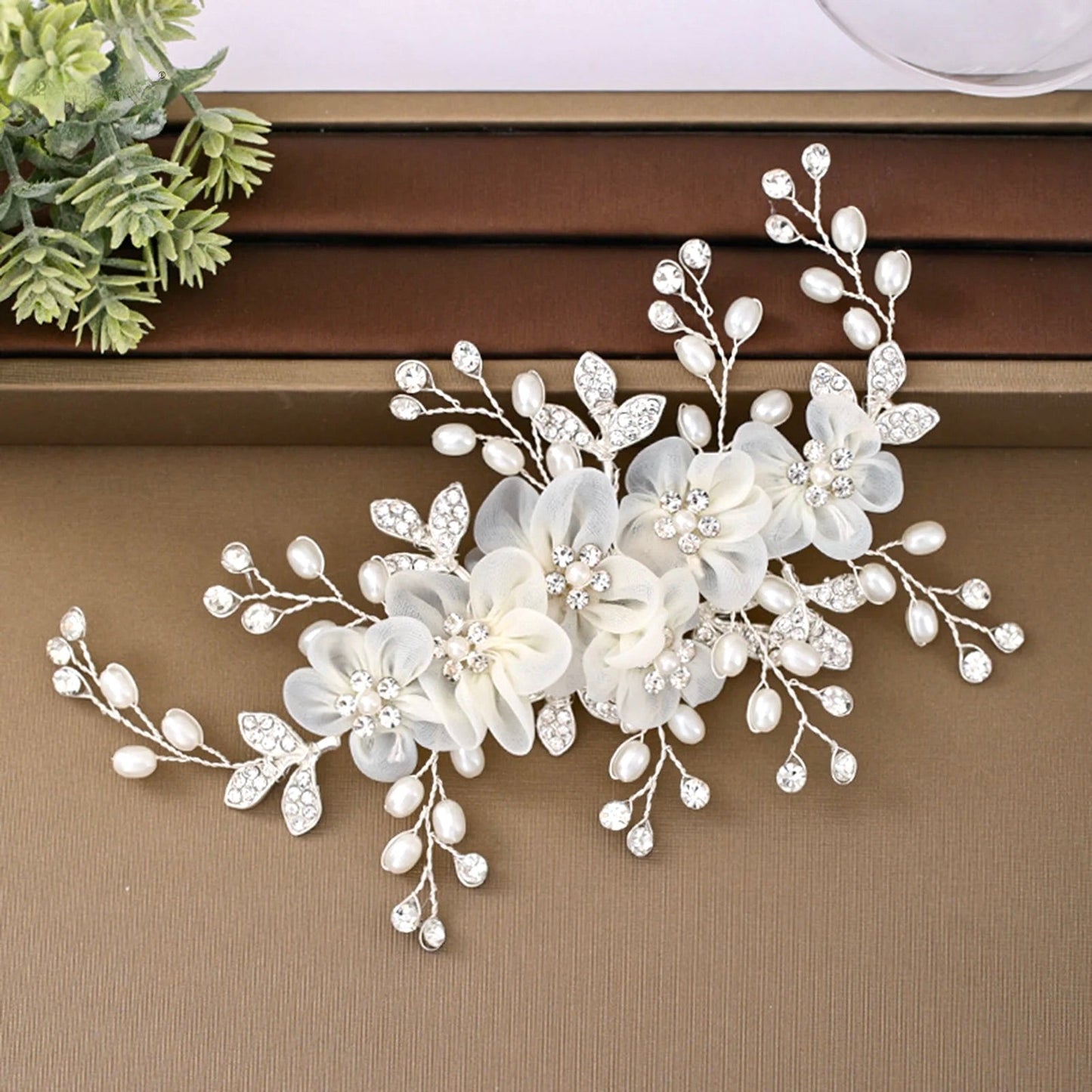 Cameron - Silk Flower Bridal Hair Clip - Available in Silver and Gold