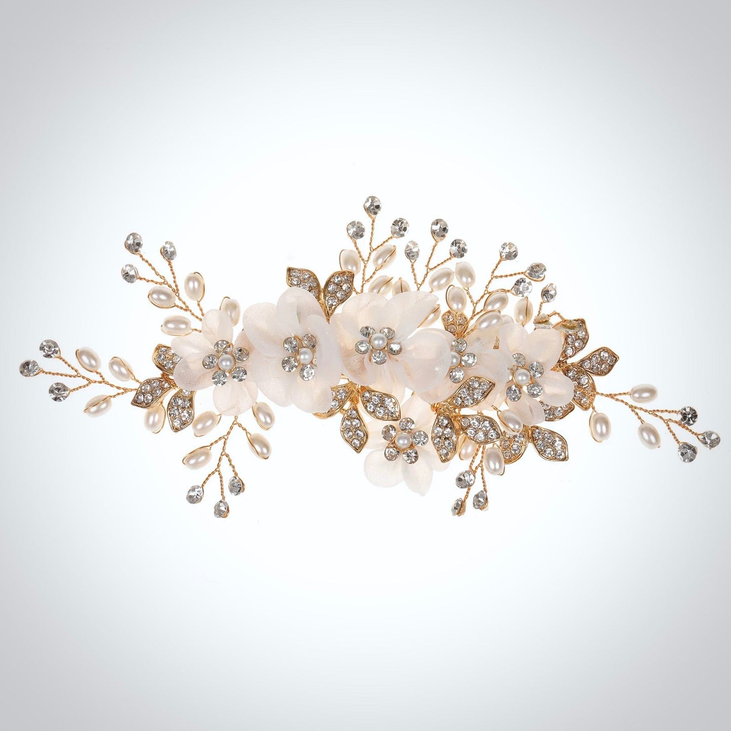 Cameron - Silk Flower Bridal Hair Clip - Available in Silver and Gold