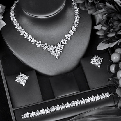 Lausanne - Silver Cubic Zirconia Bridal Three-Piece Jewelry Set