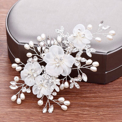 Danielle - Silver Pearl and Crystal Bridal Hair Comb/Clip
