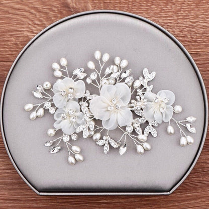 Danielle - Silver Pearl and Crystal Bridal Hair Comb/Clip