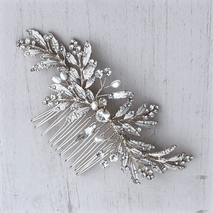 "Daphne" - Pearl and Crystal Bridal Hair Comb - Available in Gold and Silver