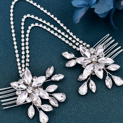 Christine - Crystal Bridal Hair Drape - Available in Silver and Gold