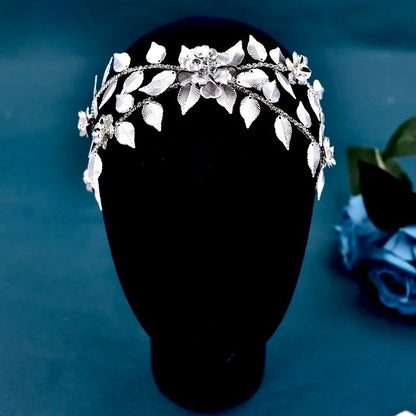 Karena - Silver Crystal Bridal Headdress