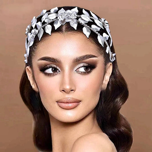 Karena - Silver Crystal Bridal Headdress