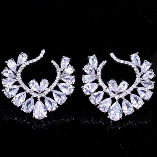 Sage - Silver Cubic Zirconia Bridal Earrings