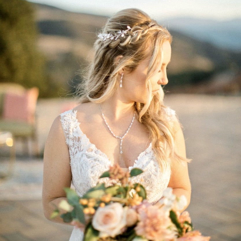 Elmira - Silver Cubic Zirconia Bridal Three-Piece Jewelry Set - Available in Silver and Rose Gold