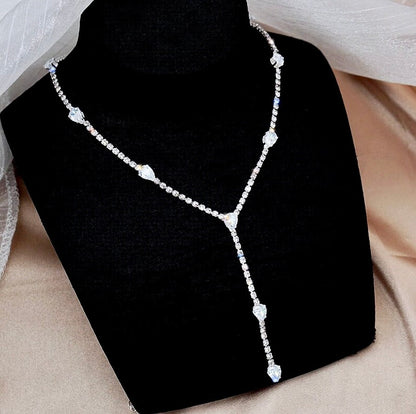 Avanah - Silver CZ Bridal Lariat Necklace