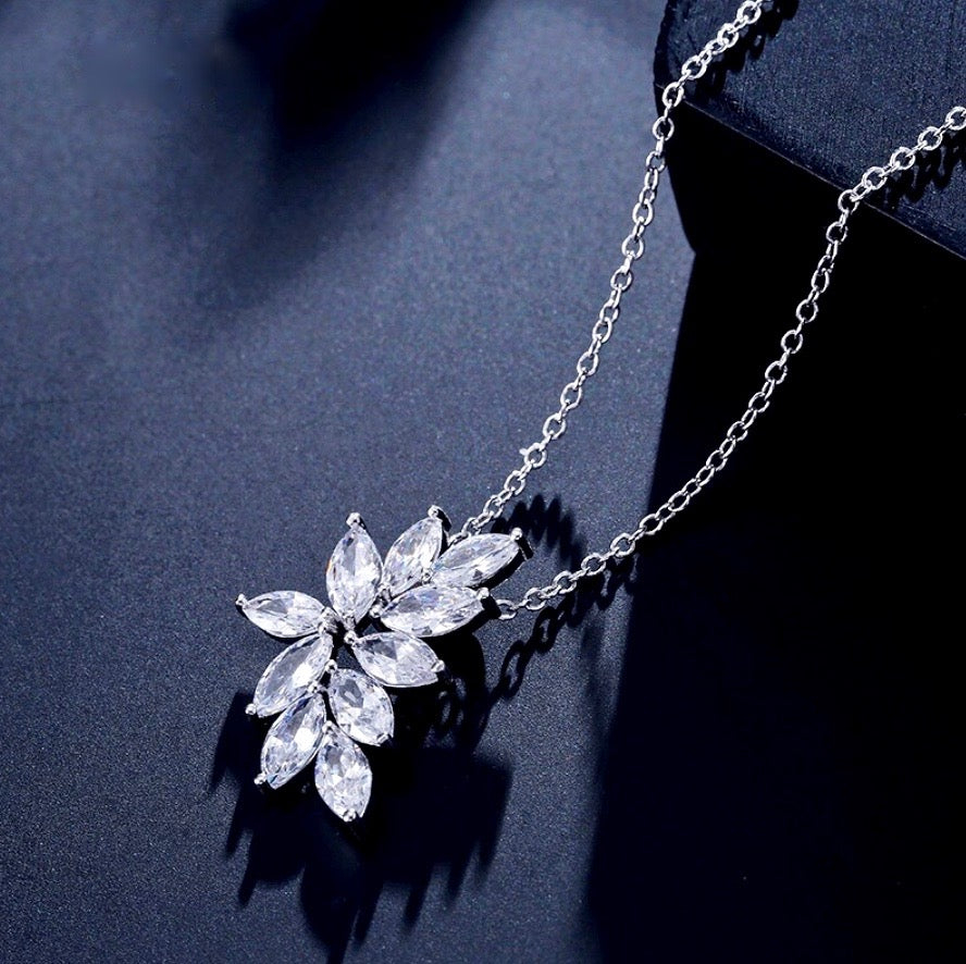 Poppy - Cubic Zirconia Bridal Necklace - Available in Silver, Rose Gold and Yellow Gold