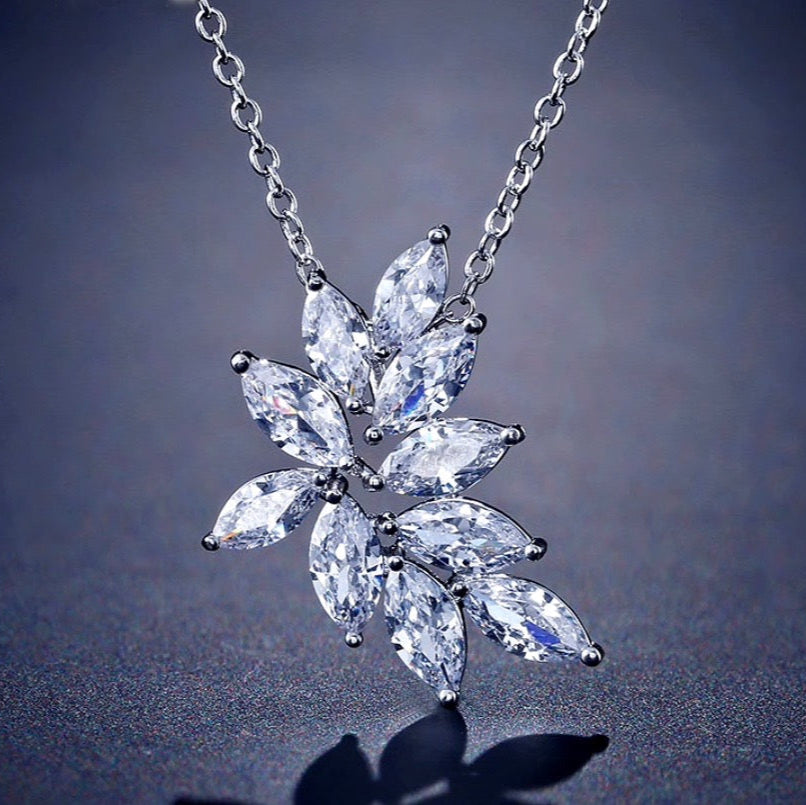 Poppy - Cubic Zirconia Bridal Necklace - Available in Silver, Rose Gold and Yellow Gold