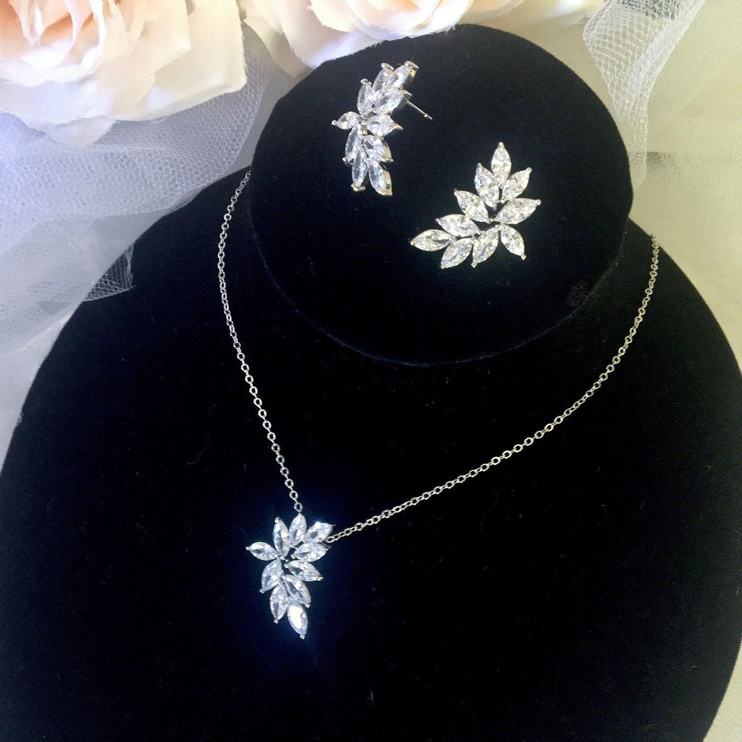 Poppy - Cubic Zirconia Bridal Necklace - Available in Silver, Rose Gold and Yellow Gold