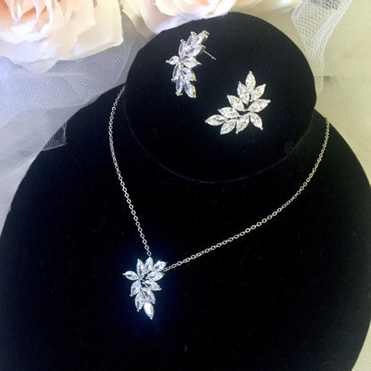 Poppy - Cubic Zirconia Bridal Necklace - Available in Silver, Rose Gold and Yellow Gold