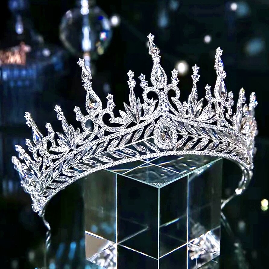 Teyana - Cubic Zirconia Tall Bridal Tiara - Available in Silver and Gold