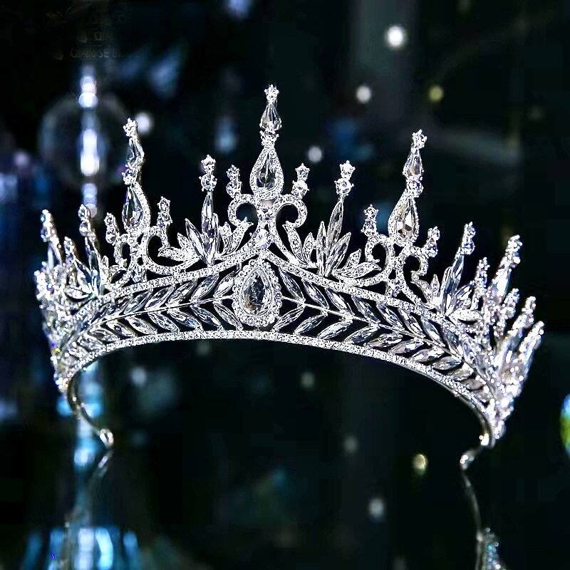 Teyana - Cubic Zirconia Tall Bridal Tiara - Available in Silver and Gold