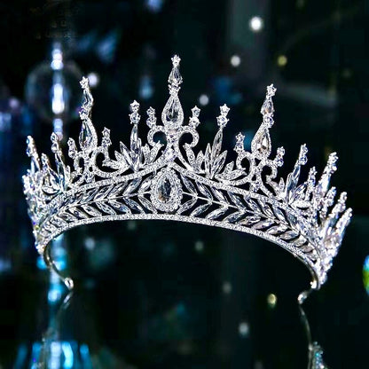 Teyana - Cubic Zirconia Tall Bridal Tiara - Available in Silver and Gold