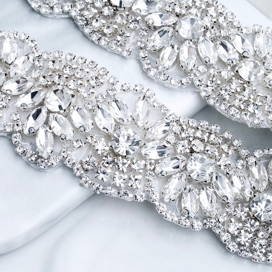 Portia - Silver Crystal Bridal Belt/Sash