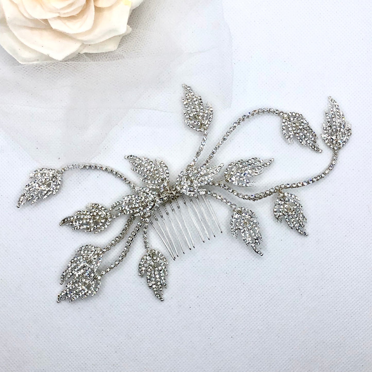 "Rolande" - Silver Crystal Bridal Hair Comb