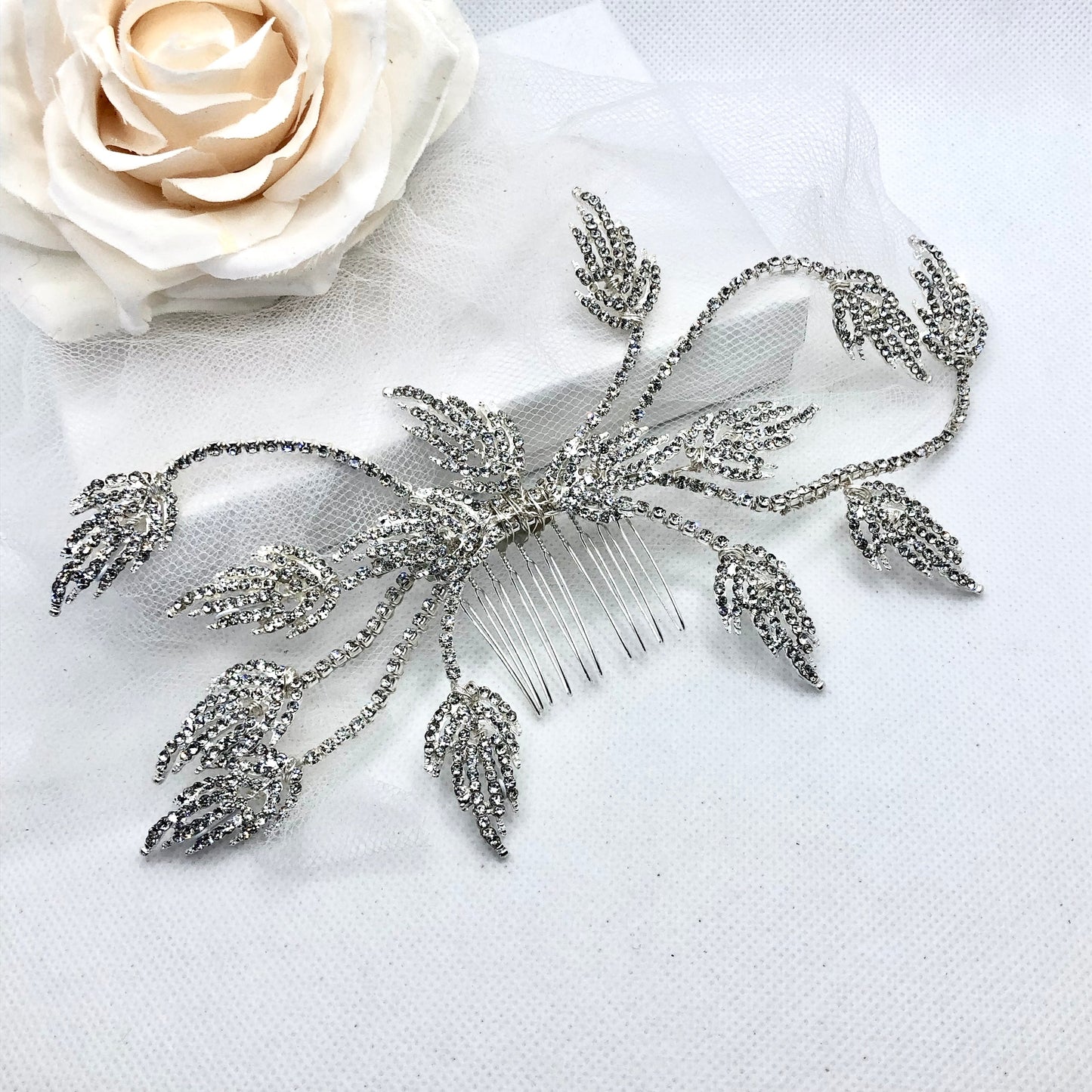"Rolande" - Silver Crystal Bridal Hair Comb