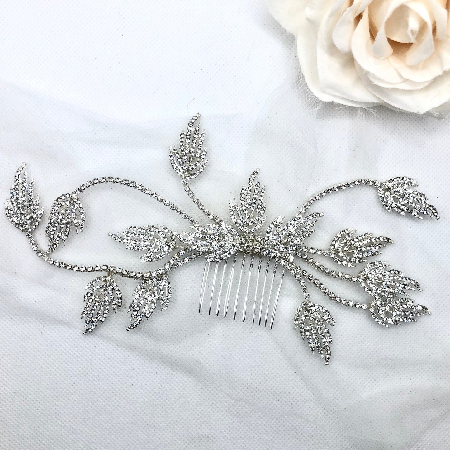 "Rolande" - Silver Crystal Bridal Hair Comb
