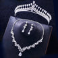 "Cher" - Silver Cubic Zirconia 3-Piece Bridal Jewelry Set With Tiara