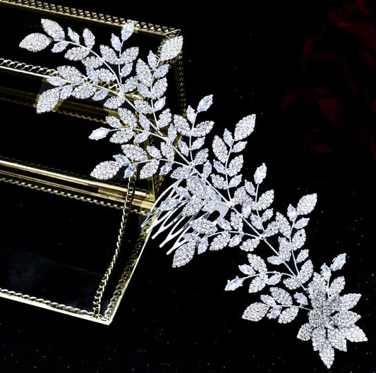 Beatrix - Silver Cubic Zirconia Bridal Headdress