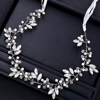 "Phoebe" - Pearl and Crystal Bridal Headband / Hair Vine