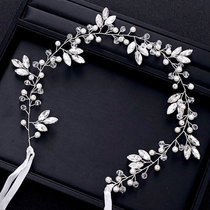 "Phoebe" - Pearl and Crystal Bridal Headband / Hair Vine