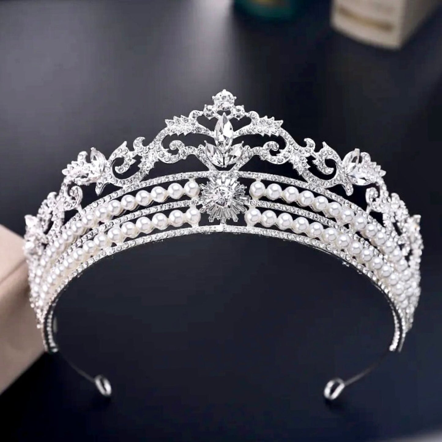 "Malina" - Pearl and Crystal Bridal Tiara - Available in Silver and Gold