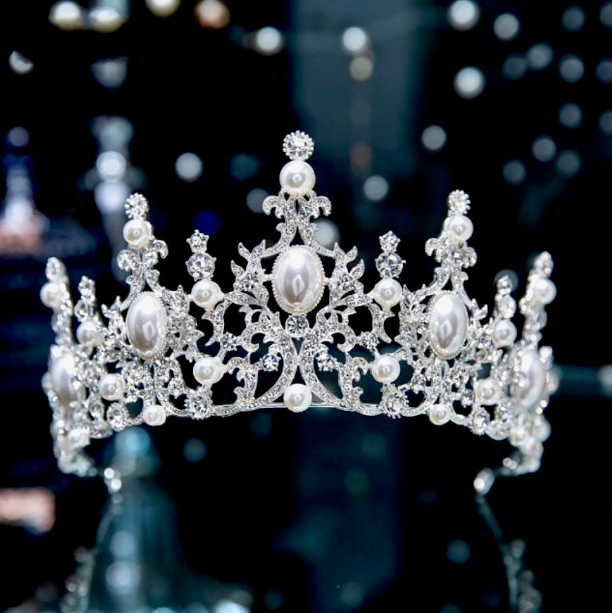 Versailles - French Glamour Pearl Wedding Tiara - Available in Silver and Rose Gold