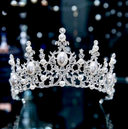 Versailles - French Glamour Pearl Wedding Tiara - Available in Silver and Rose Gold