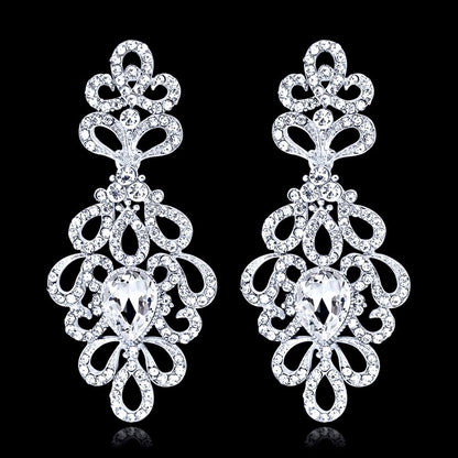 "Charlene" - Silver Rhinestone Bridal Earrings