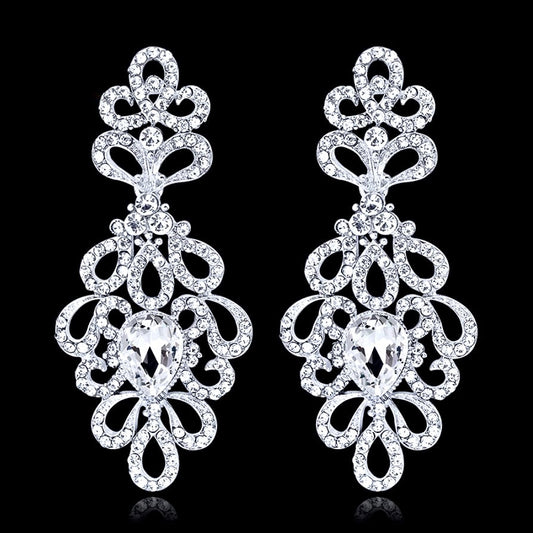 "Charlene" - Silver Rhinestone Bridal Earrings