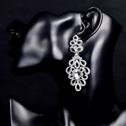 "Charlene" - Silver Rhinestone Bridal Earrings