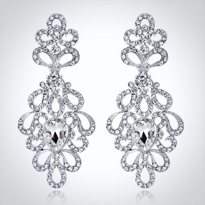 "Charlene" - Silver Rhinestone Bridal Earrings