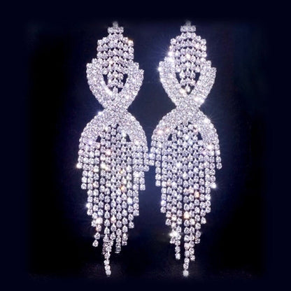 Mackenzie - Silver Rhinestone Bridal Earrings