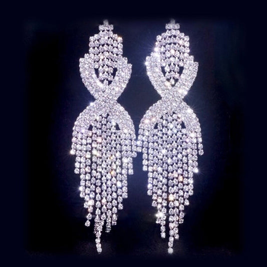 Mackenzie - Silver Rhinestone Bridal Earrings