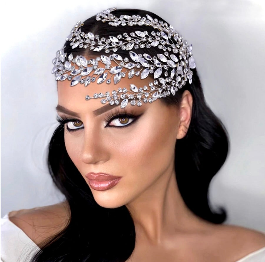 Dalyanah - Silver Rhinestone Bridal Headdress