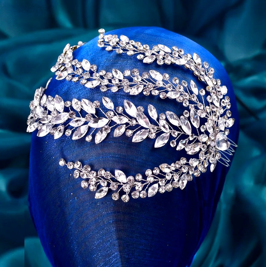 Dalyanah - Silver Rhinestone Bridal Headdress