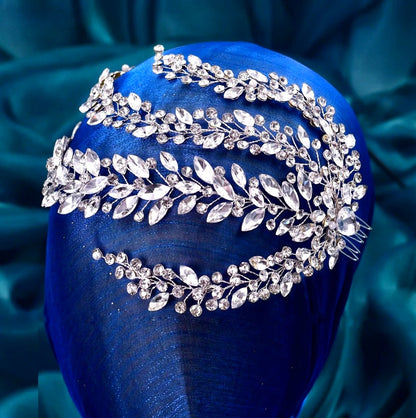 Dalyanah - Silver Rhinestone Bridal Headdress