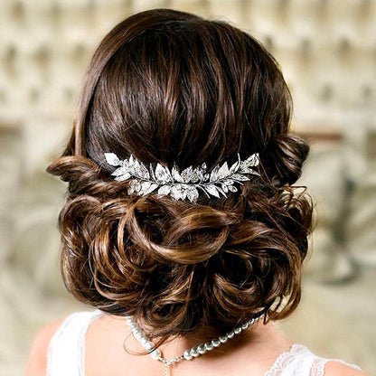 "Berta" - Silver Leaf Bridal Hair Comb