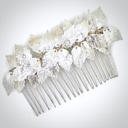 "Berta" - Silver Leaf Bridal Hair Comb