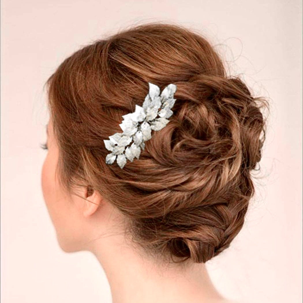 "Berta" - Silver Leaf Bridal Hair Comb