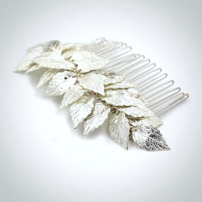 "Berta" - Silver Leaf Bridal Hair Comb