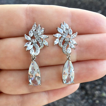 "Azalea" - Silver Cubic Zirconia Bridal Earrings